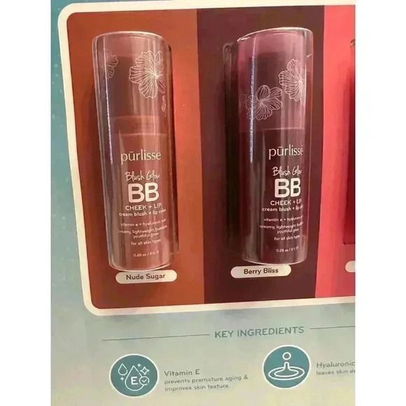 PURLISSE Blush Balm BB Cheek + LIP DUO Cream Blush + LIP Color NIP - Set of 3 - Picture 4 of 6